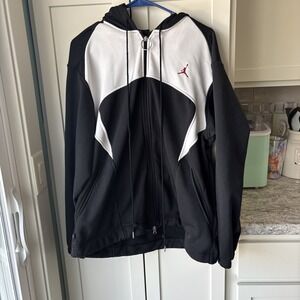 Jordan Men's Two-Tone Black and White Zip Up Hoodie Men's Medium